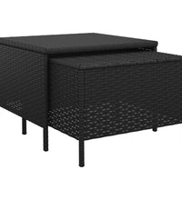 3-tlg. Garten-Lounge-Set mit Kissen Schwarz Poly Rattan