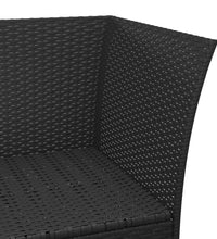 3-tlg. Garten-Lounge-Set mit Kissen Schwarz Poly Rattan