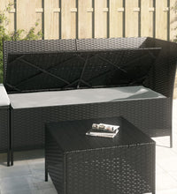 3-tlg. Garten-Lounge-Set mit Kissen Schwarz Poly Rattan