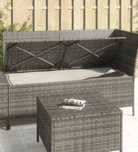 3-tlg. Garten-Lounge-Set mit Kissen Grau Poly Rattan