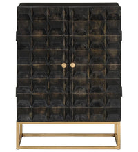 Sideboard Schwarz 55x34x75 cm Massivholz Mango und Eisen