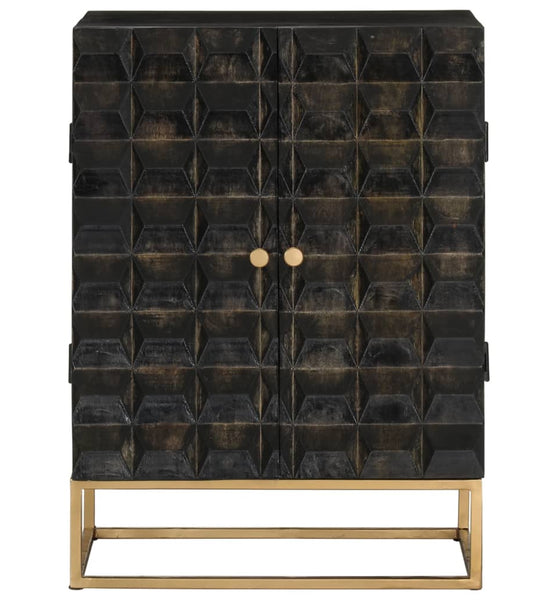 Sideboard Schwarz 55x34x75 cm Massivholz Mango und Eisen