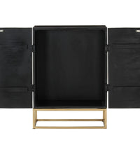 Sideboard Schwarz 55x34x75 cm Massivholz Mango und Eisen