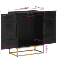 Sideboard Schwarz 55x34x75 cm Massivholz Mango und Eisen