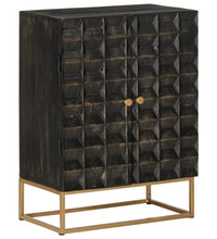 Sideboard Schwarz 55x34x75 cm Massivholz Mango und Eisen