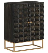 Sideboard Schwarz 55x34x75 cm Massivholz Mango und Eisen