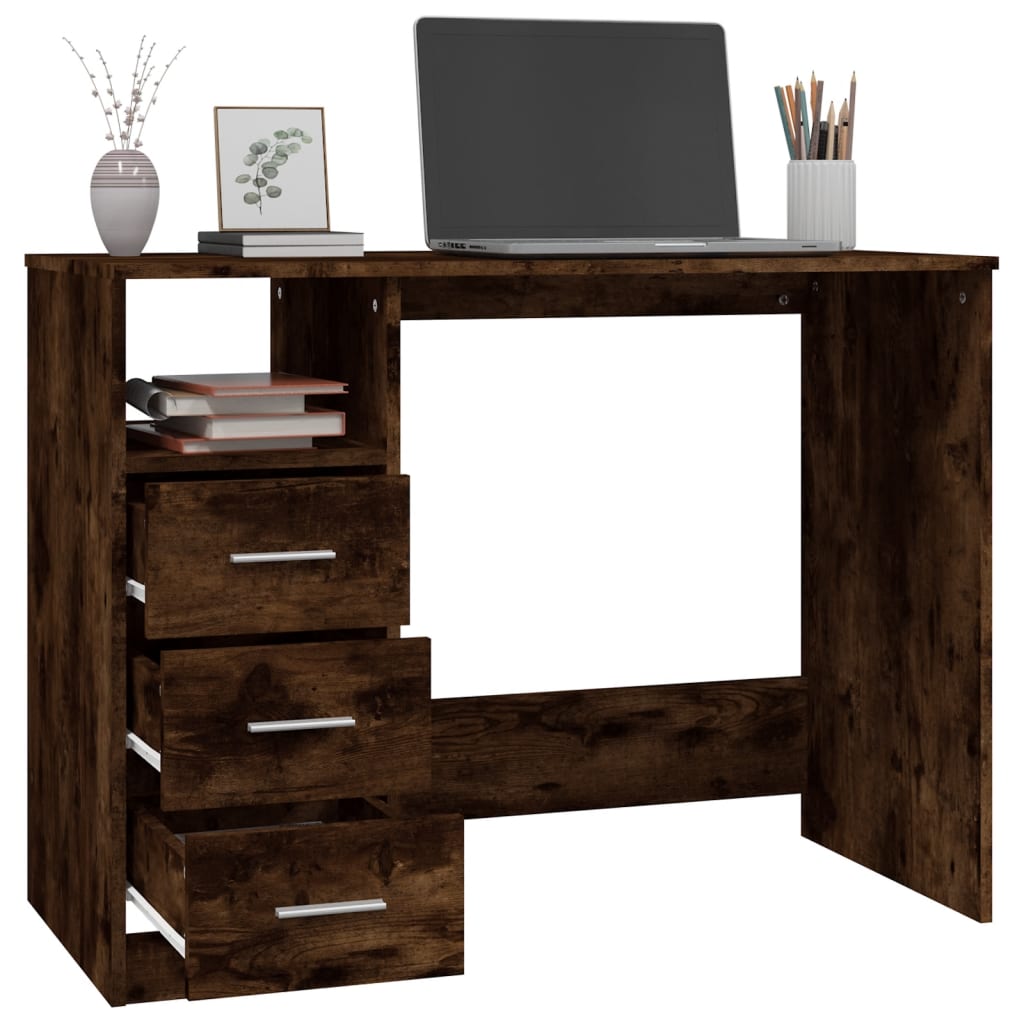 Schreibtisch mit Schubladen Räuchereiche 102x50x76 cm