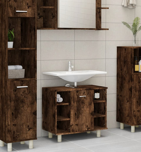 Badschrank Räuchereiche 60x32x53,5 cm Holzwerkstoff