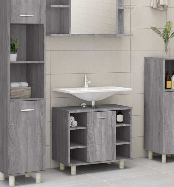 Badschrank Grau Sonoma 60x32x53,5 cm Holzwerkstoff