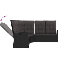 Ecksofa mit Liegefunktion und Kissen Schwarz Poly Rattan