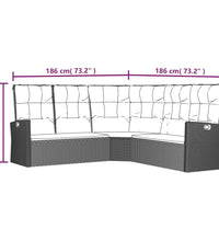 Ecksofa mit Liegefunktion und Kissen Schwarz Poly Rattan