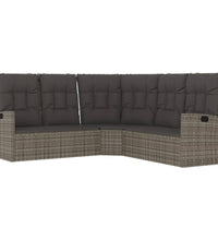 Ecksofa mit Liegefunktion und Kissen Grau Poly Rattan