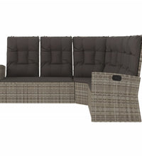 Ecksofa mit Liegefunktion und Kissen Grau Poly Rattan