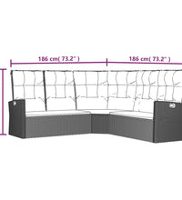 Ecksofa mit Liegefunktion und Kissen Grau Poly Rattan