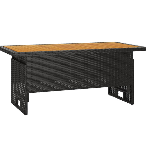 Gartentisch Schwarz 100x50x43/63 cm Akazienholz & Poly Rattan