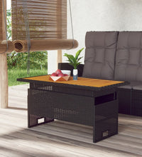 Gartentisch Schwarz 100x50x43/63 cm Akazienholz & Poly Rattan