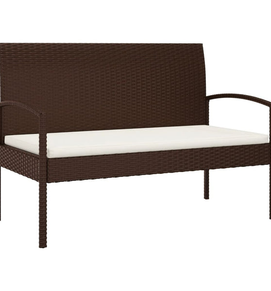 Gartenbank mit Kissen Braun 105 cm Poly Rattan