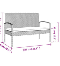 Gartenbank mit Kissen Braun 105 cm Poly Rattan