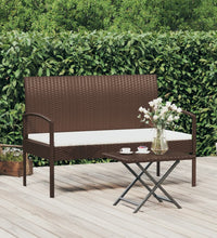 Gartenbank mit Kissen Braun 105 cm Poly Rattan