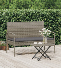 Gartenbank mit Kissen Grau 105 cm Poly Rattan