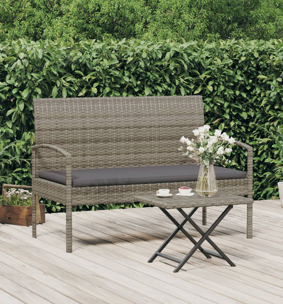 Gartenbank mit Kissen Grau 105 cm Poly Rattan