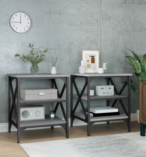 Beistelltische 2 Stk. Grau Sonoma 40x42x50 cm Holzwerkstoff