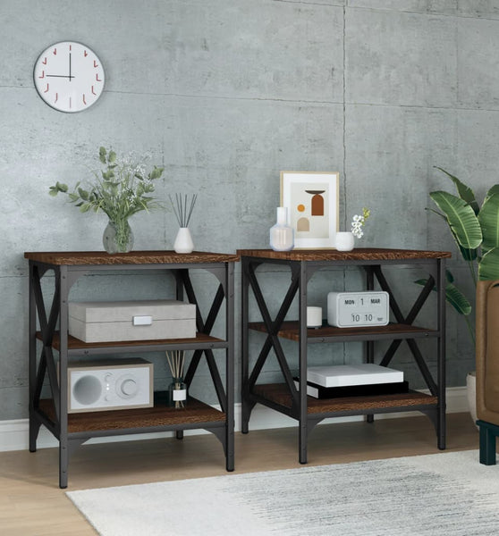Beistelltische 2 Stk. Braun Eichen-Optik 40x42x50 cm