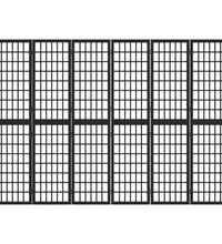 6-tlg. Paravent Japanischer Stil Faltbar 240x170 cm Schwarz