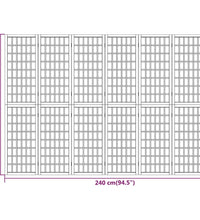 6-tlg. Paravent Japanischer Stil Faltbar 240x170 cm Schwarz