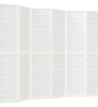 6-tlg. Paravent Japanischer Stil Faltbar 240x170 cm Weiß