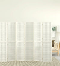 6-tlg. Paravent Japanischer Stil Faltbar 240x170 cm Weiß