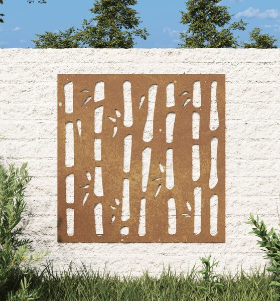 Garten-Wanddeko 55x55 cm Cortenstahl Bambus-Design