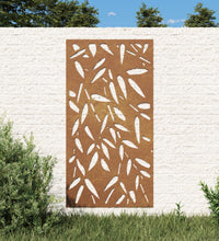 Garten-Wanddeko 105x55 cm Cortenstahl Bambusblatt-Design