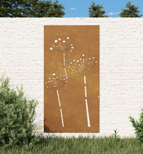 Garten-Wanddeko 105x55 cm Cortenstahl Blumen-Design