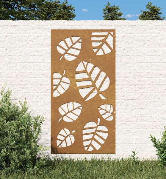 Garten-Wanddeko 105x55 cm Cortenstahl Blatt-Design
