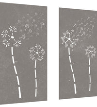 2-tlg. Garten-Wanddeko 105x55 cm Cortenstahl Blumen-Design