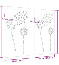 2-tlg. Garten-Wanddeko 105x55 cm Cortenstahl Blumen-Design