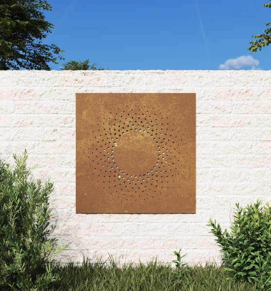 Garten-Wanddeko 55x55 cm Cortenstahl Sonne-Design