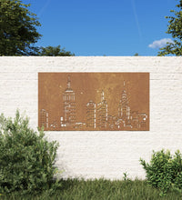 Garten-Wanddeko 105x55 cm Cortenstahl Skyline-Design