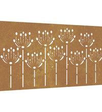 Garten-Wanddeko 105x55 cm Cortenstahl Blumen-Design