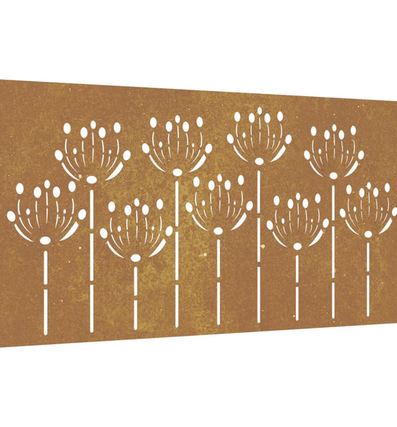 Garten-Wanddeko 105x55 cm Cortenstahl Blumen-Design