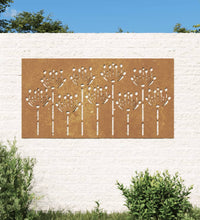 Garten-Wanddeko 105x55 cm Cortenstahl Blumen-Design