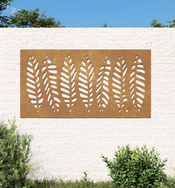 Garten-Wanddeko 105x55 cm Cortenstahl Blatt-Design