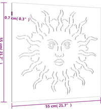 Garten-Wanddeko 55x55 cm Cortenstahl Sonne-Design