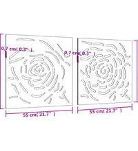 2-tlg. Garten-Wanddeko 55x55 cm Cortenstahl Rosen-Design