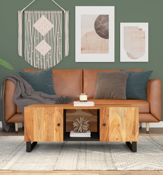 Couchtisch 100x54x40 cm Massivholz Akazie & Holzwerkstoff