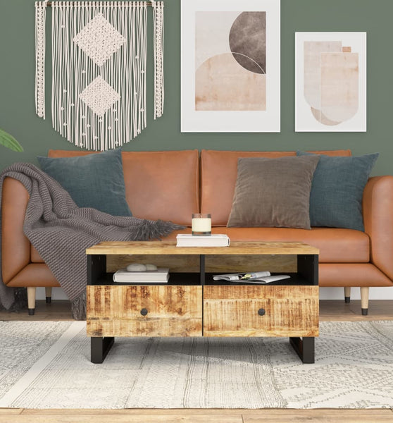 Couchtisch 80x54x40 cm Massivholz Mango & Holzwerkstoff