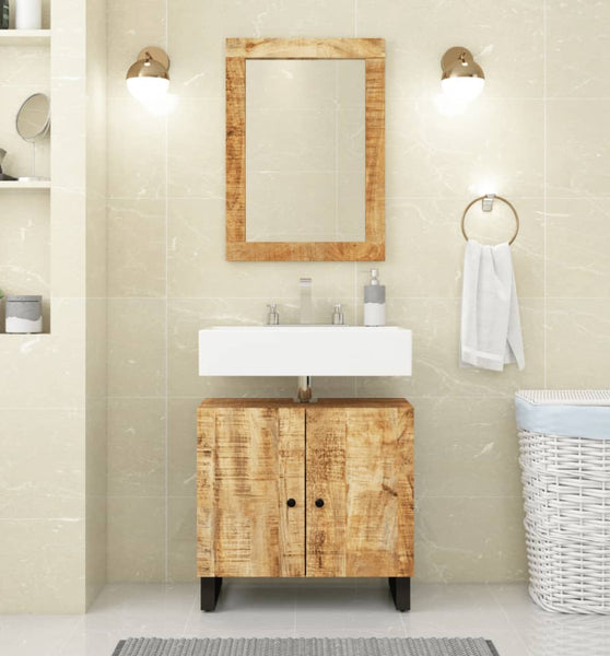 Waschbeckenunterschrank Massivholz Mango und Holzwerkstoff