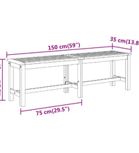 Gartenbank 150x35x45 cm Massivholz Akazie