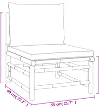 3-tlg. Garten-Lounge-Set mit Hellgrauen Kissen Bambus